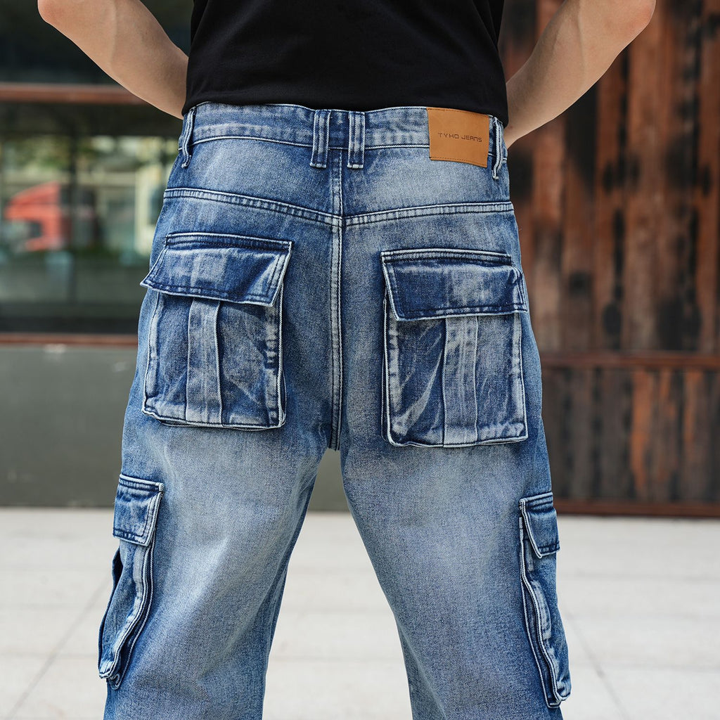 Men’s Loose Fit Hip Hop Cargo Denim Pants OEM/ODM | Multi-Pocket Jeans Manufacturer