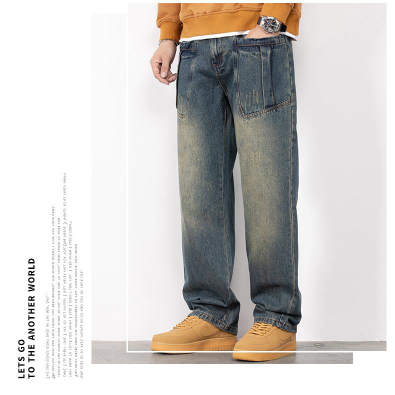 Men's Baggy Jeans Y2K Vintage Wide Leg Denim Pants Hip Hop Skater Jeans Loose Fit Trousers 2000s Streetwear