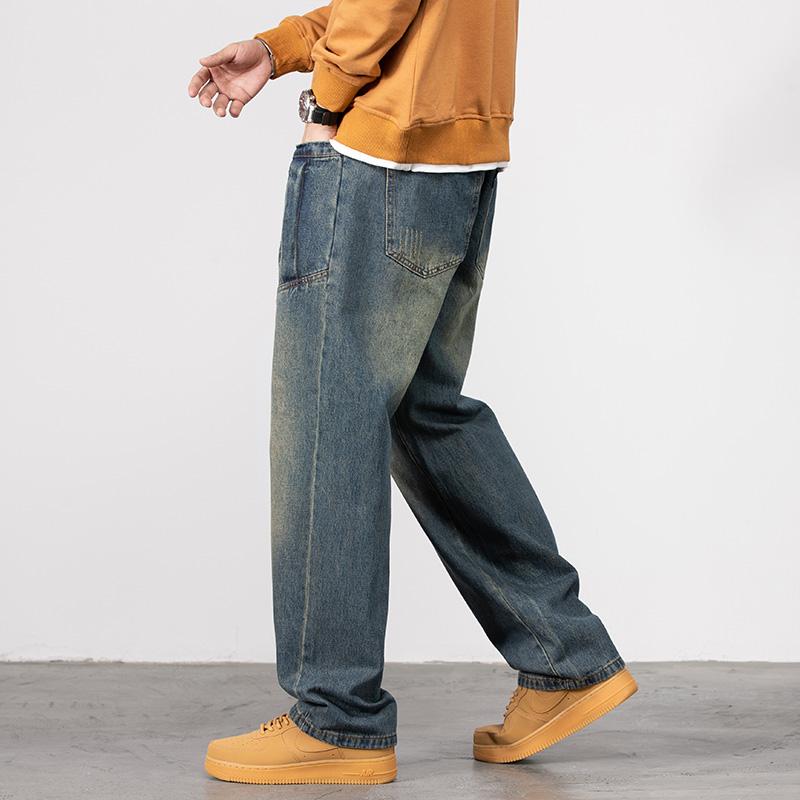 Men's Baggy Jeans Y2K Vintage Wide Leg Denim Pants Hip Hop Skater Jeans Loose Fit Trousers 2000s Streetwear