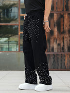 Semshedy Men's Baggy Jeans Mid Rise Straight Leg Black Jean Hiphop Streetwear Trendy Loose Fit Trouse#1691-2