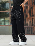 Semshedy Men's Baggy Jeans Mid Rise Straight Leg Black Jean Hiphop Streetwear Trendy Loose Fit Trouse#1691-2