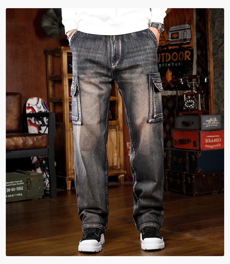 Men's Baggy Jeans Y2K Vintage Wide Leg Denim Pants Hip Hop Skater Jeans Loose Fit Trousers 2000s Streetwear