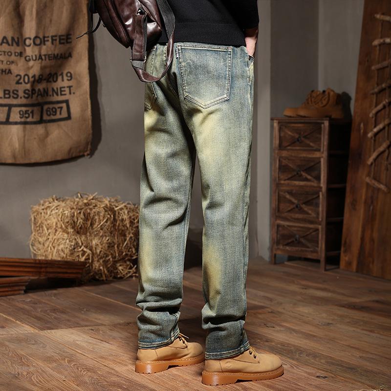 Straight Leg Stretch Denim Pants for Men 28-44 Mens Jeans Vintage Relaxed Fit Washed
