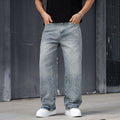 Men’s Loose Rhinestone Denim Pants | Crystal Detail Wide-Leg Look