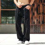 Men Baggy Rhinestone Jeans Vintage Sparkly Jeans Wide Leg Denim Pants#1691-2