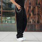 Semshedy Men's Baggy Jeans Mid Rise Straight Leg Black Jean Hiphop Streetwear Trendy Loose Fit Trouse#1691-2