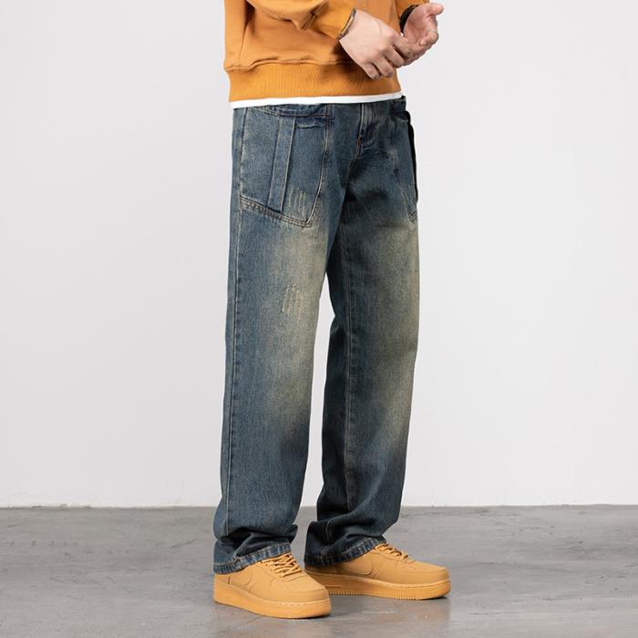 Men's Baggy Jeans Y2K Vintage Wide Leg Denim Pants Hip Hop Skater Jeans Loose Fit Trousers 2000s Streetwear