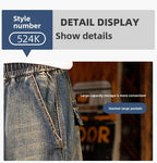 Mens Loose Fit Hip Hop Jeans Casual Cargo Denim Pants with Multi Pockets