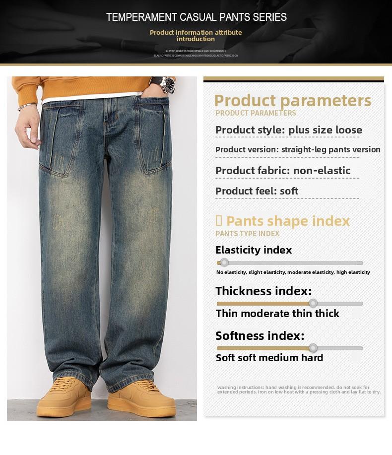 Men's Baggy Jeans Y2K Vintage Wide Leg Denim Pants Hip Hop Skater Jeans Loose Fit Trousers 2000s Streetwear