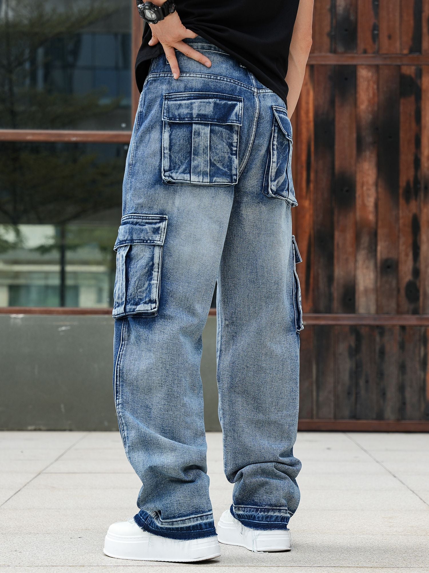 Men’s Loose Fit Hip Hop Cargo Denim Pants OEM/ODM | Multi-Pocket Jeans Manufacturer
