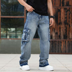 Men’s Loose Fit Hip Hop Cargo Denim Pants OEM/ODM | Multi-Pocket Jeans Manufacturer