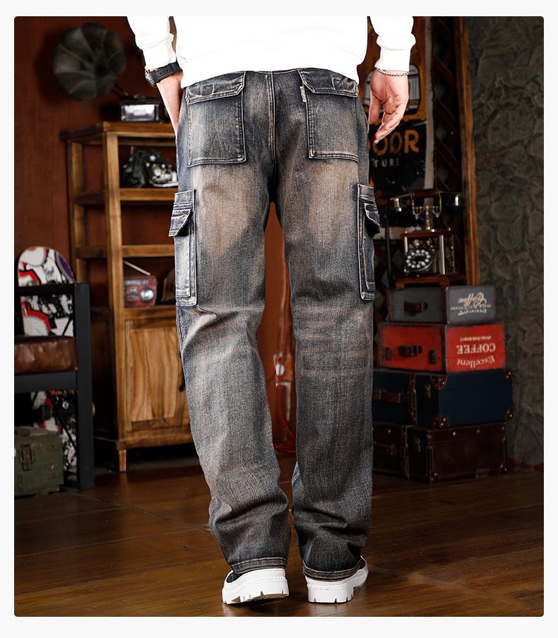 Men's Baggy Jeans Y2K Vintage Wide Leg Denim Pants Hip Hop Skater Jeans Loose Fit Trousers 2000s Streetwear