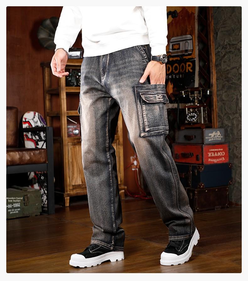 Men's Baggy Jeans Y2K Vintage Wide Leg Denim Pants Hip Hop Skater Jeans Loose Fit Trousers 2000s Streetwear