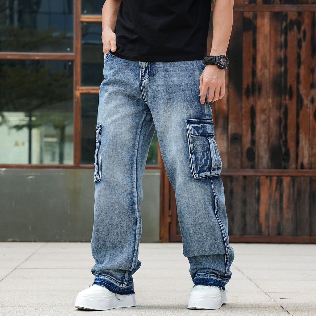 Men’s Loose Fit Hip Hop Cargo Denim Pants OEM/ODM | Multi-Pocket Jeans Manufacturer