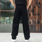 Semshedy Men's Baggy Jeans Mid Rise Straight Leg Black Jean Hiphop Streetwear Trendy Loose Fit Trouse#1691-2