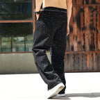 Men Baggy Rhinestone Jeans Vintage Sparkly Jeans Wide Leg Denim Pants#1691-2