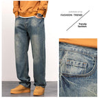 Men's Vintage Straight Jeans Loose Fit Wide Leg Casual Denim Pants High Waisted Elegant Trousers