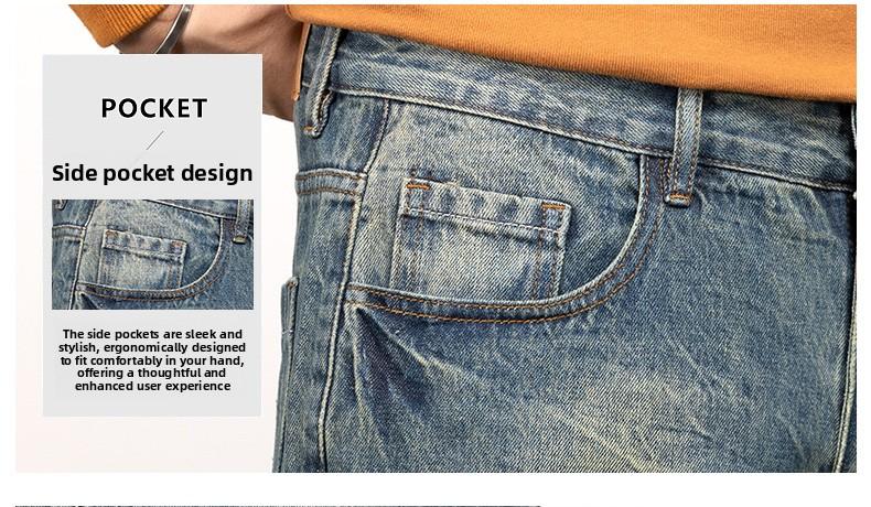 Men's Vintage Straight Jeans Loose Fit Wide Leg Casual Denim Pants High Waisted Elegant Trousers