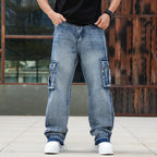 Men’s Loose Fit Hip Hop Cargo Denim Pants OEM/ODM | Multi-Pocket Jeans Manufacturer
