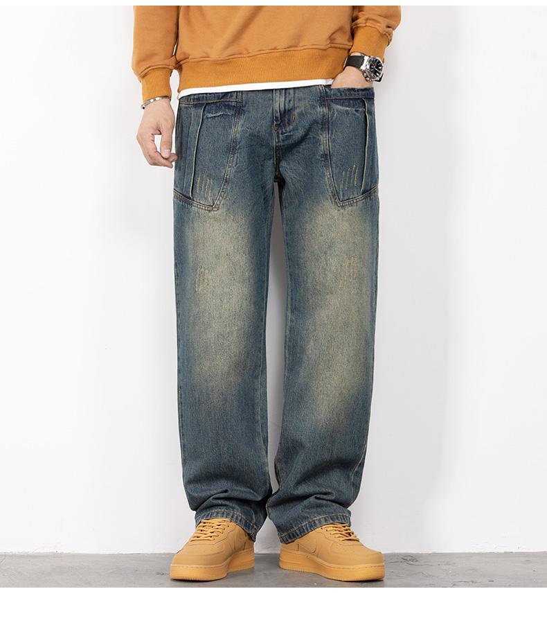 Men's Baggy Jeans Y2K Vintage Wide Leg Denim Pants Hip Hop Skater Jeans Loose Fit Trousers 2000s Streetwear