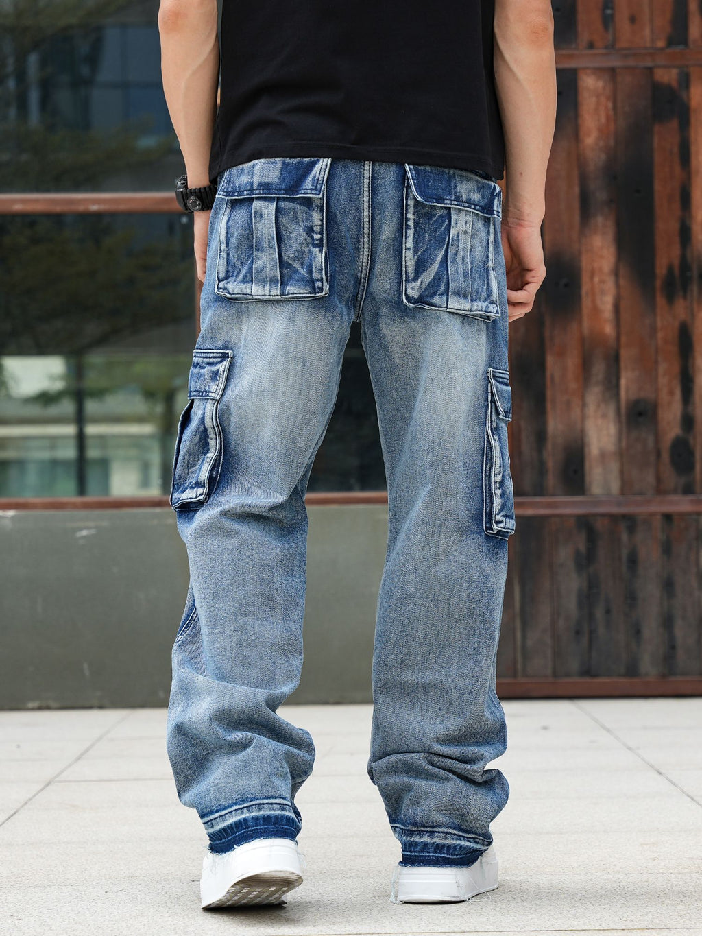 Men’s Loose Fit Hip Hop Cargo Denim Pants OEM/ODM | Multi-Pocket Jeans Manufacturer