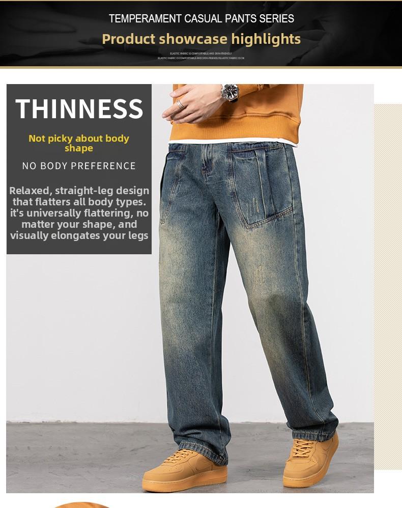 Men's Baggy Jeans Y2K Vintage Wide Leg Denim Pants Hip Hop Skater Jeans Loose Fit Trousers 2000s Streetwear