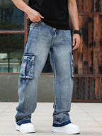 Men’s Loose Fit Hip Hop Cargo Denim Pants OEM/ODM | Multi-Pocket Jeans Manufacturer