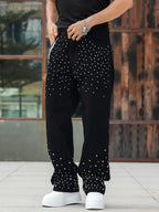 Semshedy Men's Baggy Jeans Mid Rise Straight Leg Black Jean Hiphop Streetwear Trendy Loose Fit Trouse#1691-2