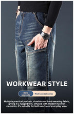 BOCOMAL Mens FR Jeans Relaxed Fit Boot Cut Retro Washed Flame Resistant Denim Work Pants NFPA2112 CAT2