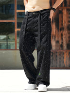Men Baggy Rhinestone Jeans Vintage Sparkly Jeans Wide Leg Denim Pants#1691-2