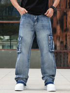 Men’s Loose Fit Hip Hop Cargo Denim Pants OEM/ODM | Multi-Pocket Jeans Manufacturer