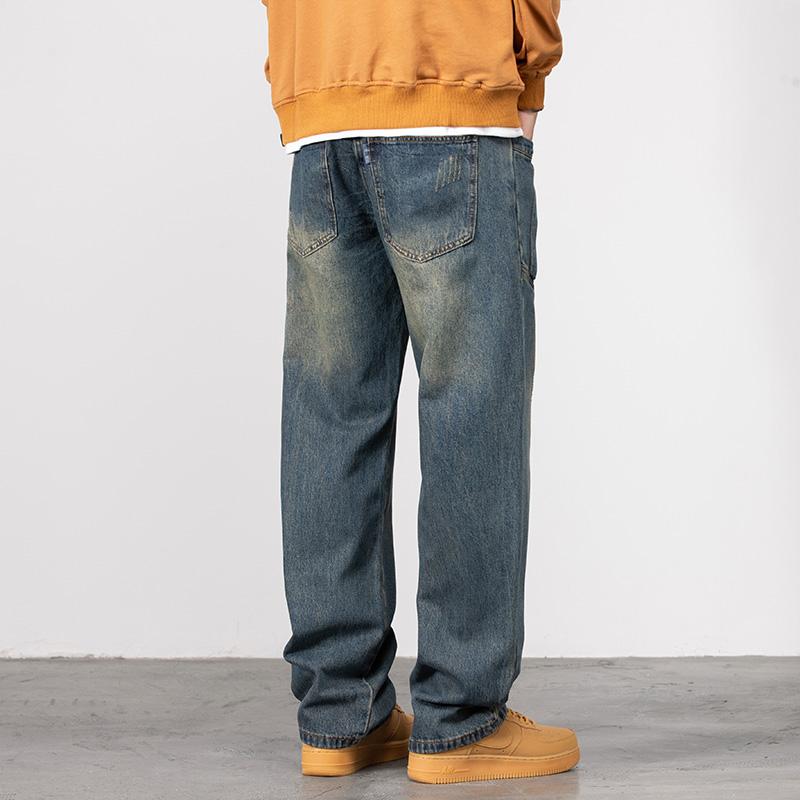 Men's Baggy Jeans Y2K Vintage Wide Leg Denim Pants Hip Hop Skater Jeans Loose Fit Trousers 2000s Streetwear