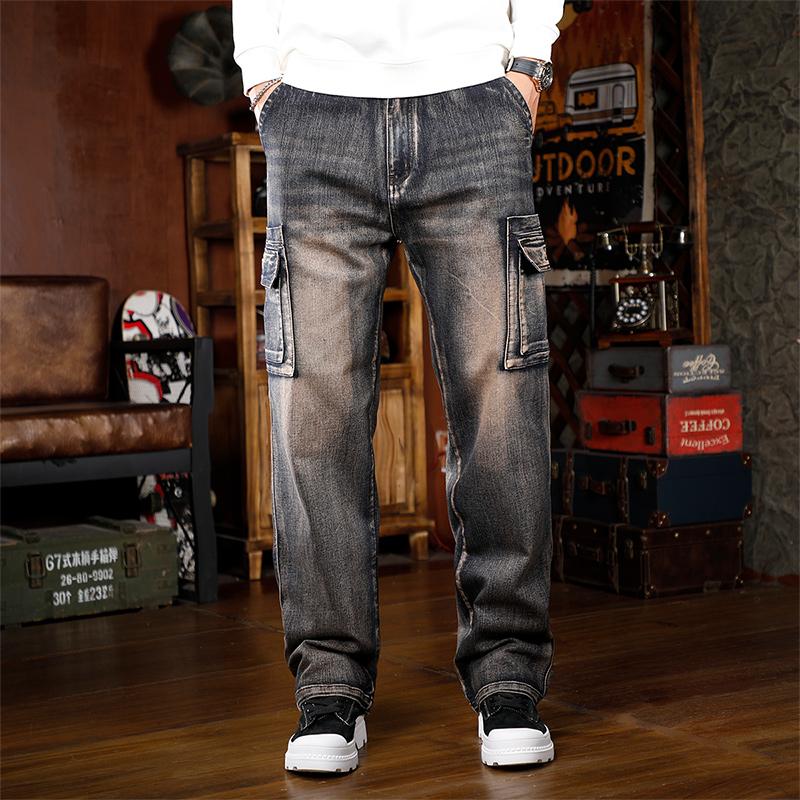Men's Baggy Jeans Y2K Vintage Wide Leg Denim Pants Hip Hop Skater Jeans Loose Fit Trousers 2000s Streetwear