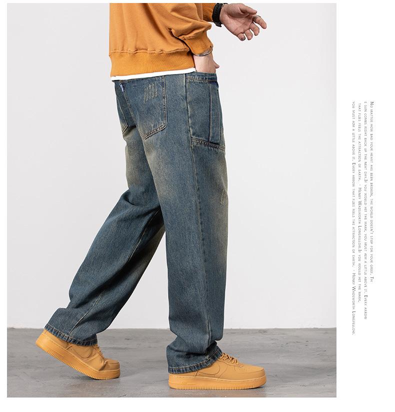 Men's Baggy Jeans Y2K Vintage Wide Leg Denim Pants Hip Hop Skater Jeans Loose Fit Trousers 2000s Streetwear