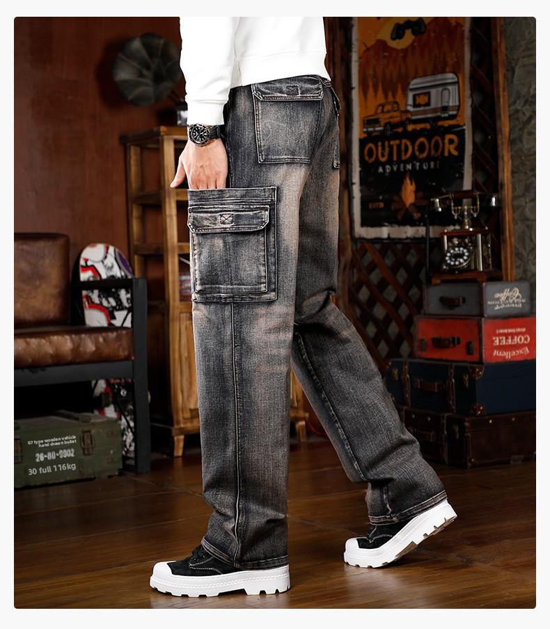 Men's Baggy Jeans Y2K Vintage Wide Leg Denim Pants Hip Hop Skater Jeans Loose Fit Trousers 2000s Streetwear