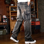Men's Baggy Jeans Y2K Vintage Wide Leg Denim Pants Hip Hop Skater Jeans Loose Fit Trousers 2000s Streetwear