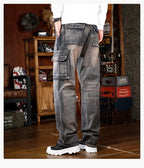 Men's Baggy Jeans Y2K Vintage Wide Leg Denim Pants Hip Hop Skater Jeans Loose Fit Trousers 2000s Streetwear
