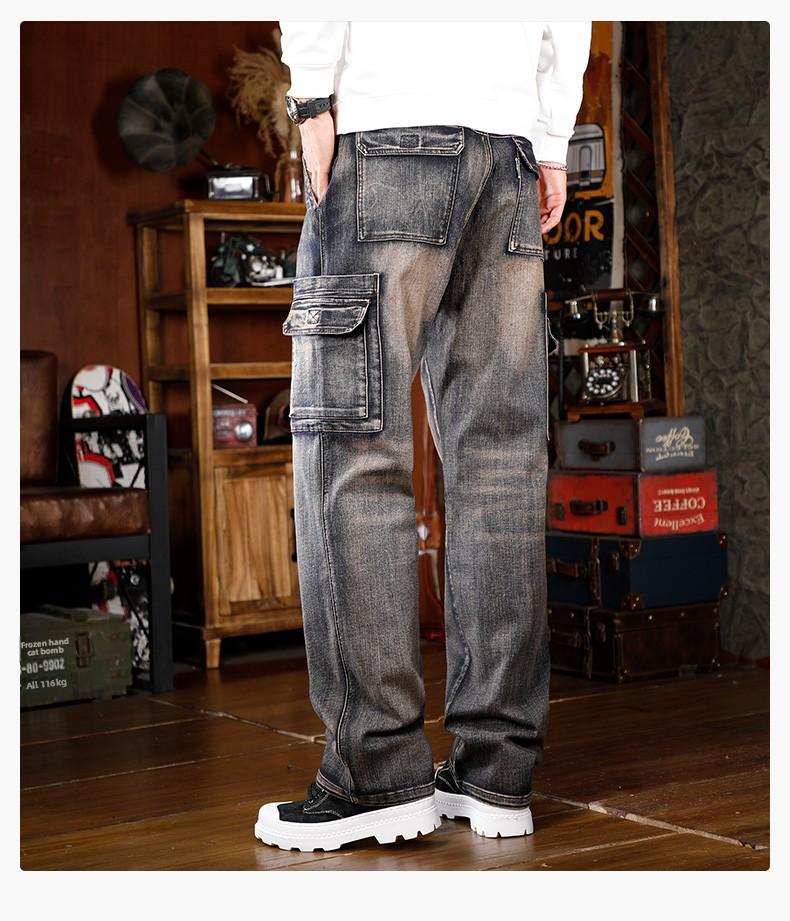 Men's Baggy Jeans Y2K Vintage Wide Leg Denim Pants Hip Hop Skater Jeans Loose Fit Trousers 2000s Streetwear
