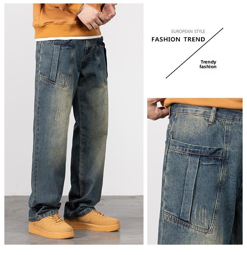 Men's Baggy Jeans Y2K Vintage Wide Leg Denim Pants Hip Hop Skater Jeans Loose Fit Trousers 2000s Streetwear