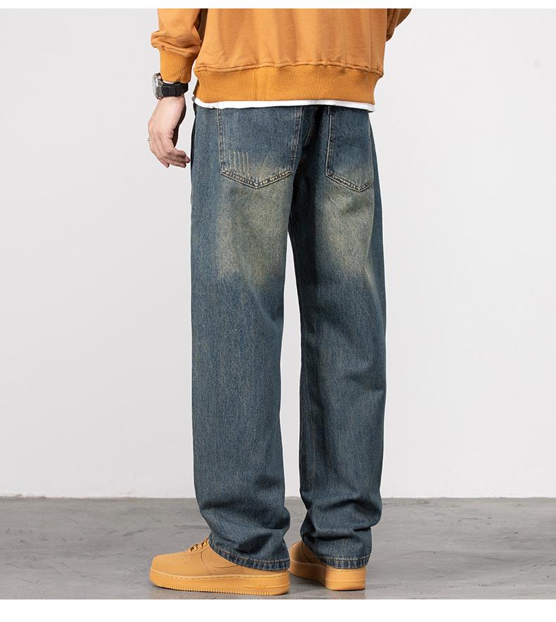 Men's Baggy Jeans Y2K Vintage Wide Leg Denim Pants Hip Hop Skater Jeans Loose Fit Trousers 2000s Streetwear