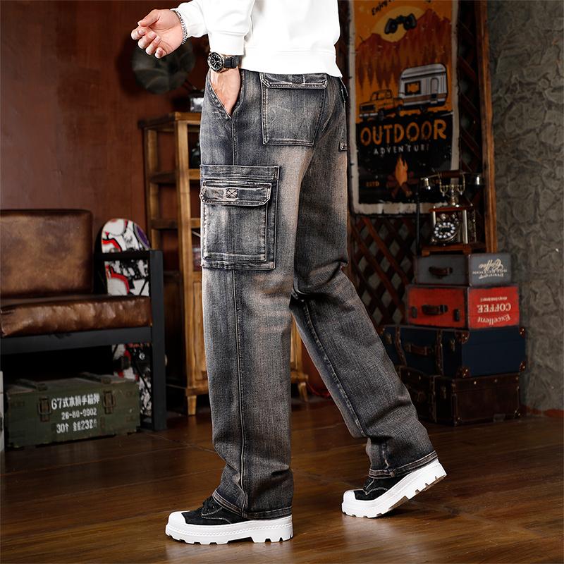Men's Baggy Jeans Y2K Vintage Wide Leg Denim Pants Hip Hop Skater Jeans Loose Fit Trousers 2000s Streetwear
