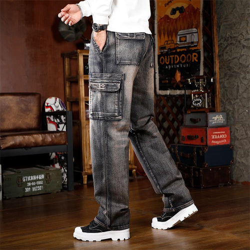 Men's Baggy Jeans Y2K Vintage Wide Leg Denim Pants Hip Hop Skater Jeans Loose Fit Trousers 2000s Streetwear