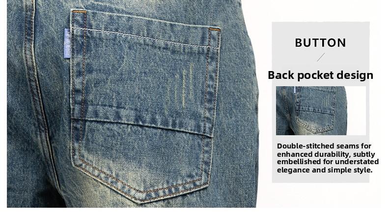 Men's Vintage Straight Jeans Loose Fit Wide Leg Casual Denim Pants High Waisted Elegant Trousers